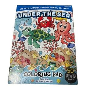 Go Create Under The Sea Coloring Pad 9x12 in 50 Page Adult & Kids NEW Fish